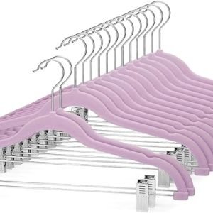 Ultra Thin Non Slip Velvet Pant Hanger with Clips