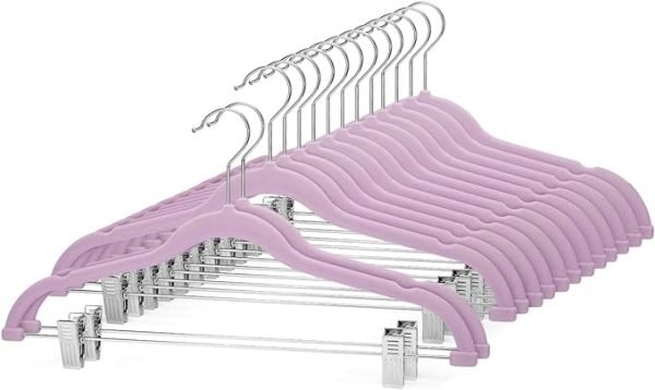 Ultra Thin Non Slip Velvet Pant Hanger with Clips